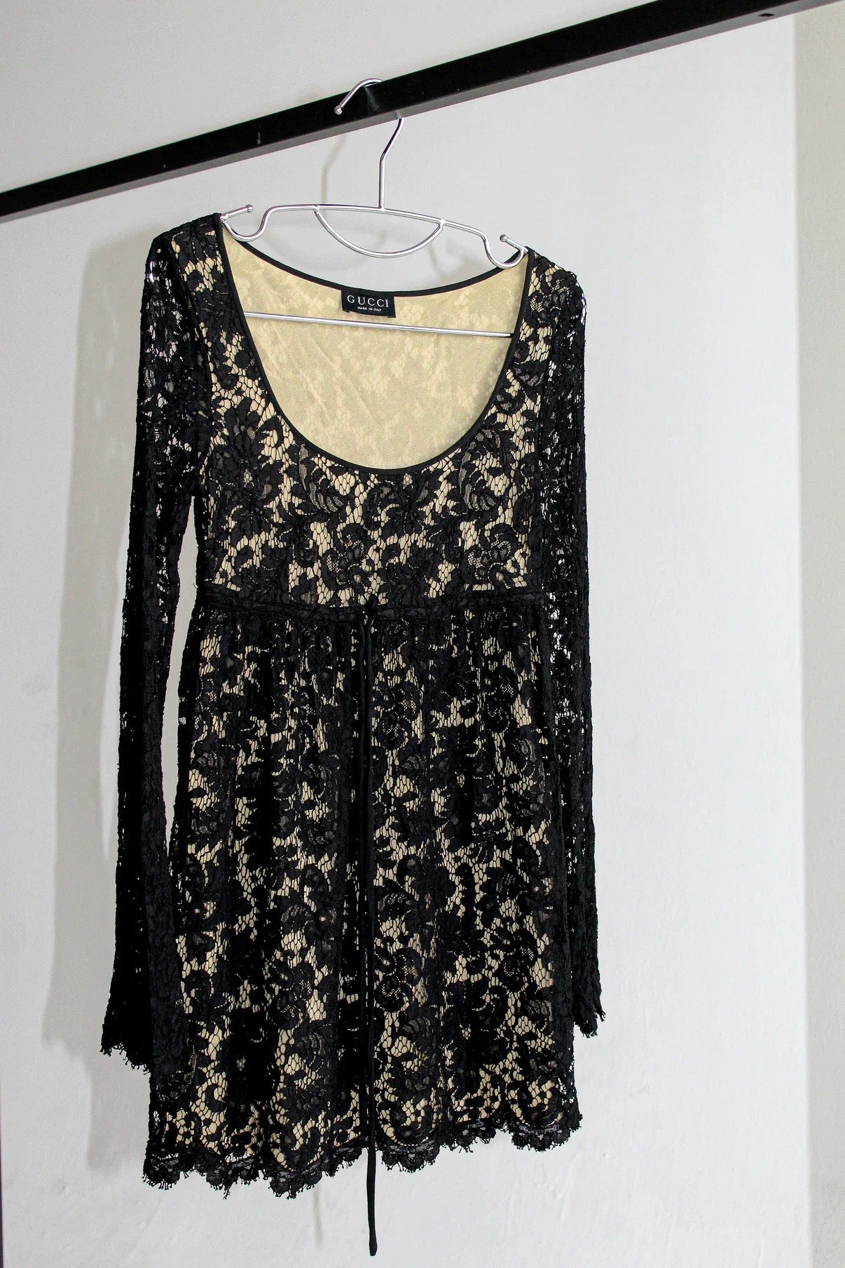 Black Lace Mini Baby Doll Dress
