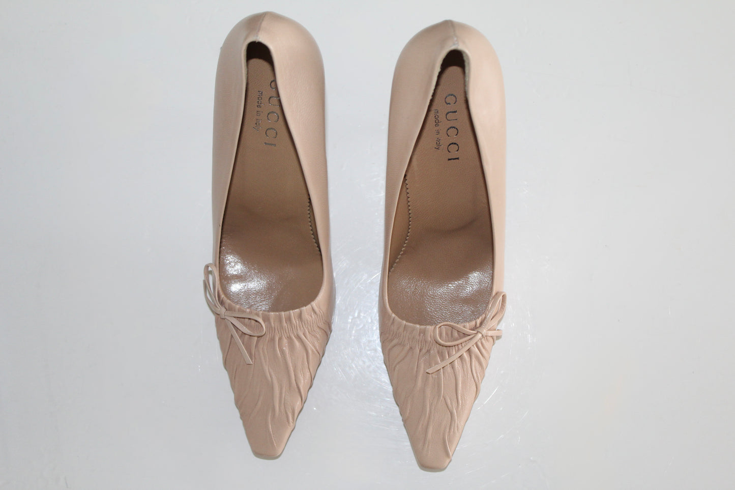 Blush Ruched Décolleté Pelle Pumps