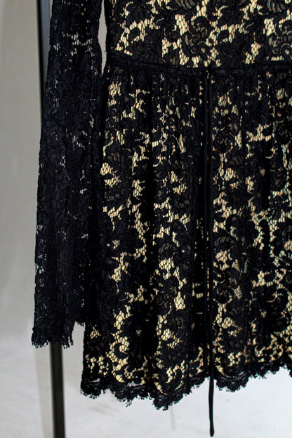 Black Lace Mini Baby Doll Dress