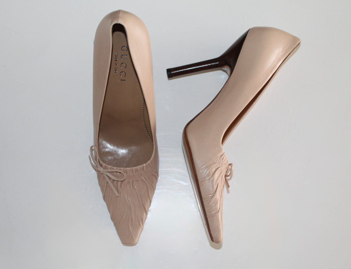 Blush Ruched Décolleté Pelle Pumps