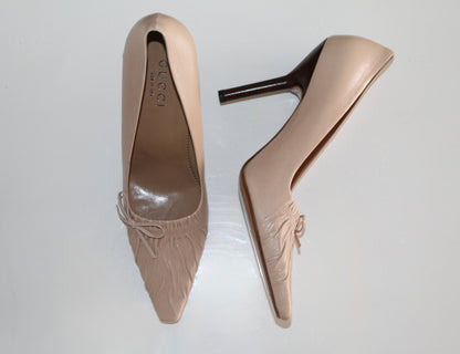 Blush Ruched Décolleté Pelle Pumps